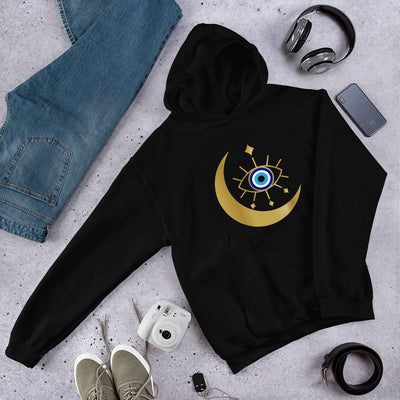 Crescent Moon Evil Eye Unisex Hoodie