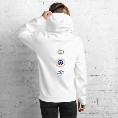 Triple Evil Eye Back Print Unisex Hoodie